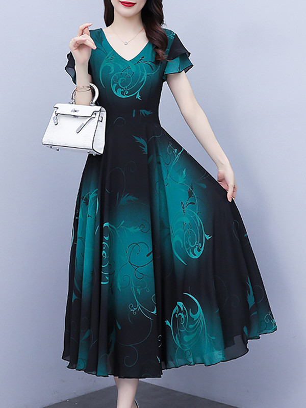 2024 nyári sifon alkalmi strand hosszú napruha Női Elegáns Bodycon Luxus báli éjszakai ruhák Vintage Print Party Midi Vestidos