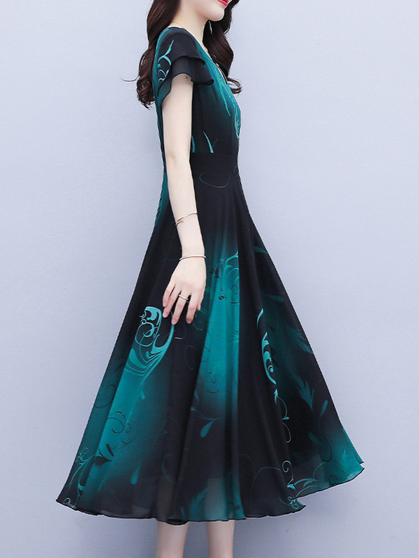 2024 nyári sifon alkalmi strand hosszú napruha Női Elegáns Bodycon Luxus báli éjszakai ruhák Vintage Print Party Midi Vestidos