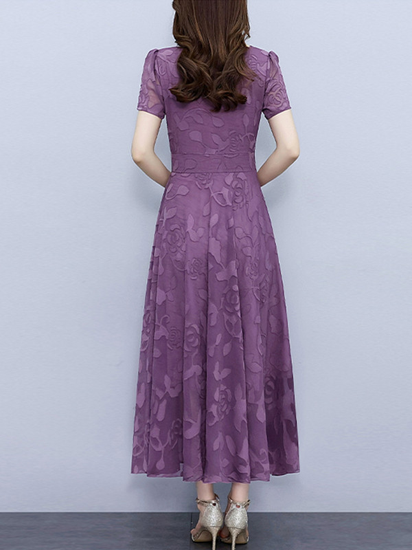 Női ruházat Lila virágos sifon tunikák alkalmi Boho Beach Midi ruha Divat Nyári Elegáns Bodycon Party 2024 Hosszú ruhák