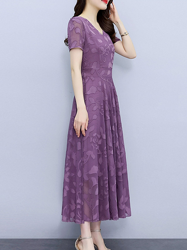 Női ruházat Lila virágos sifon tunikák alkalmi Boho Beach Midi ruha Divat Nyári Elegáns Bodycon Party 2024 Hosszú ruhák