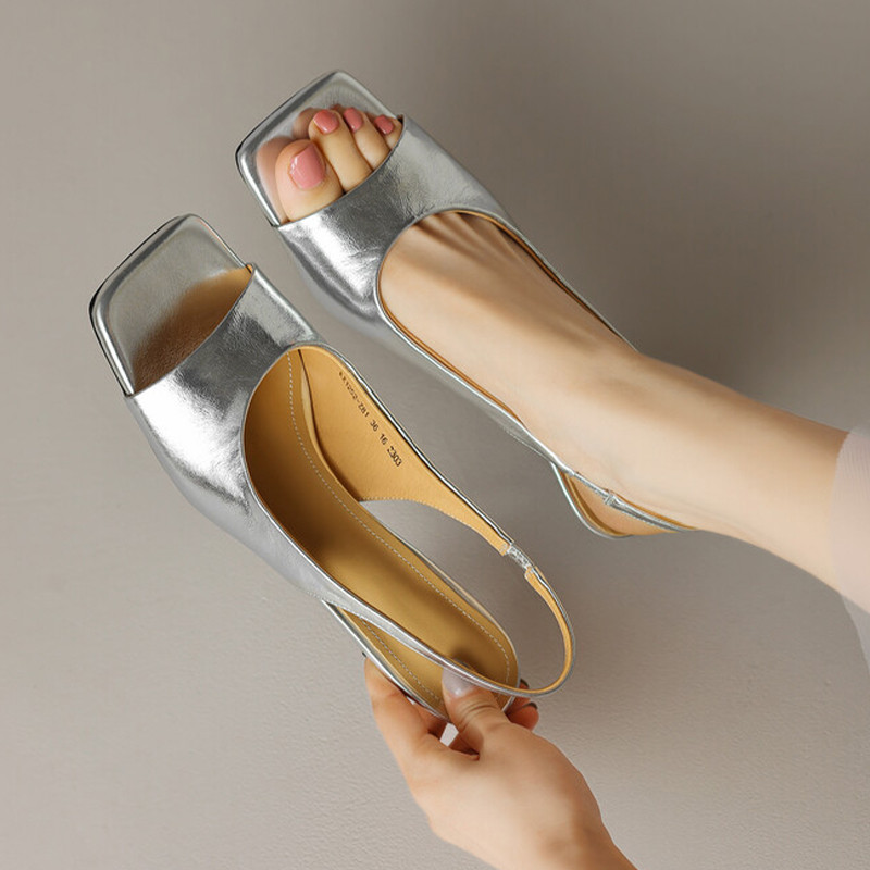 2023-as divatos női cipők nyitott orrú PU női szandálok nyári elegáns party szandálok vékony sarkú tömör női magassarkú szandálok