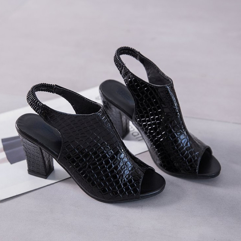 Női szandálok, 2022 nyári új, vaskos, magas sarkú kígyószandálok, nyitott orrú női szandálok, női cipők, magas sarkú, vaskos sarkú cipők