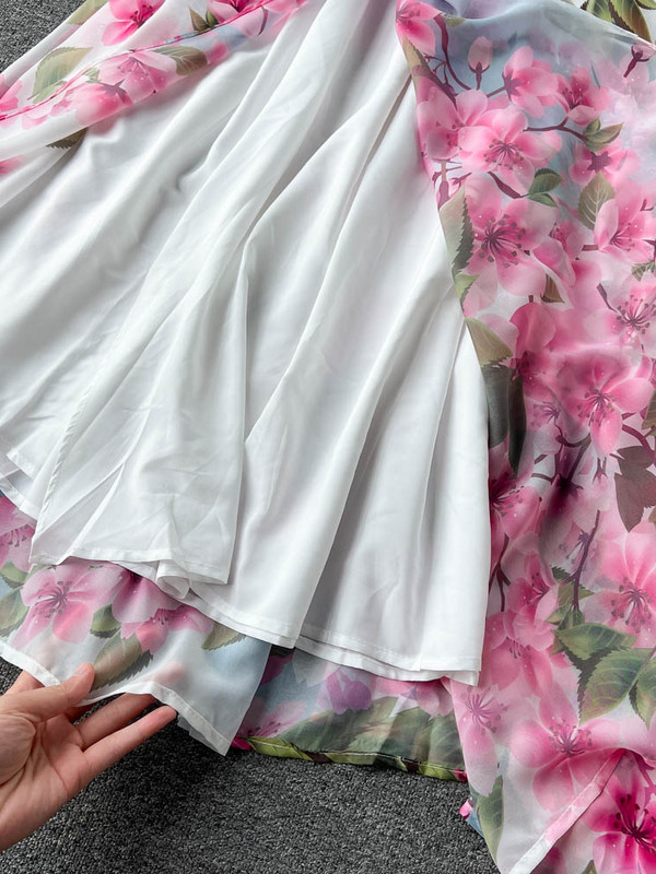 Nyári fodros vállról sifon ruha női szexi vékony, A-vonalú nyomtatott ruhák női Viantage Beach hasított maxi ruha