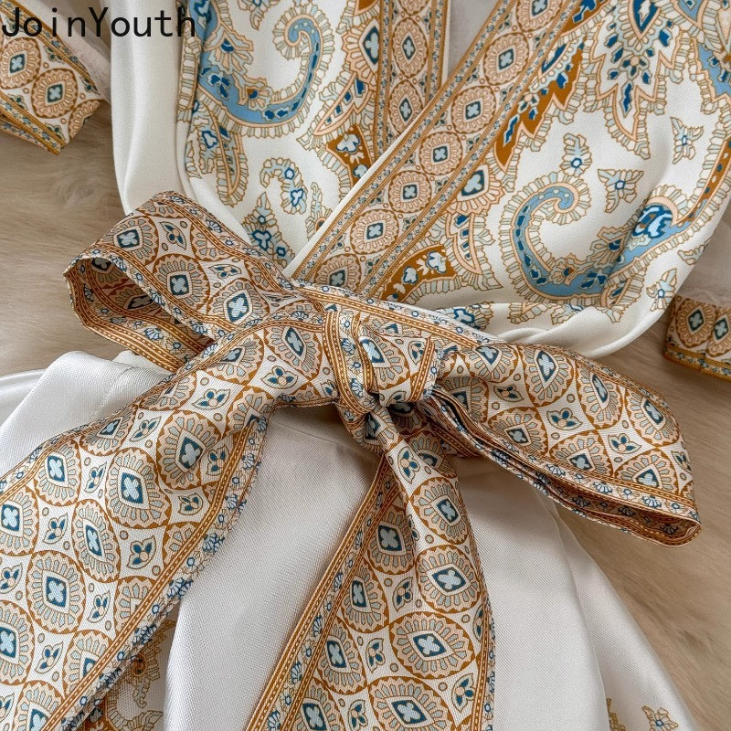 Bandage masni ruhák Női ruházat V-nyakú puffos ujjú virágos köntös Femme Vintage elegáns nyári ruha 2024 Vestidos De Mujer