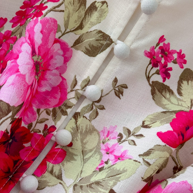 Neploe 2024 új női állógalléros, felfújt ujjú ruha, nyomtatott A-vonalú, elegáns, hétköznapi ingázási Vestidos vékony szabású, övvel borított köntös