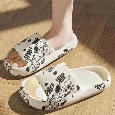 Kezdőlap Aranyos Rajzfilm Animal Bear Print Papucs Női Nyári Vastag Magas Talp Beltéri Felhő Feeling Zuhany Női Papucsok Szandálok