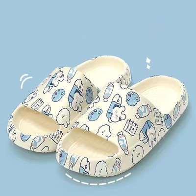 Kezdőlap Aranyos Rajzfilm Animal Bear Print Papucs Női Nyári Vastag Magas Talp Beltéri Felhő Feeling Zuhany Női Papucsok Szandálok