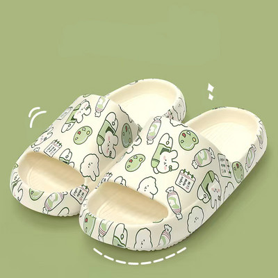 Kezdőlap Aranyos Rajzfilm Animal Bear Print Papucs Női Nyári Vastag Magas Talp Beltéri Felhő Feeling Zuhany Női Papucsok Szandálok