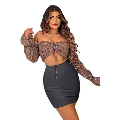 Női bordázott Bodycon szoknya Rugalmas magas derekú ceruza szoknya rövid mini szoknya, magas derekú rövid feszes ceruzaszoknya