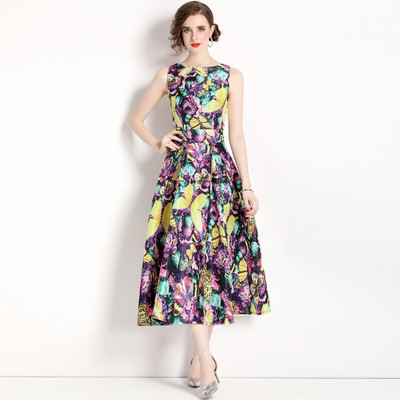 2023-as új divattervező virágos nyári nyomat Vintage Elegáns Egy vonalas parti ruhák Női születésnapi vacsoraruha Goblincore Runway