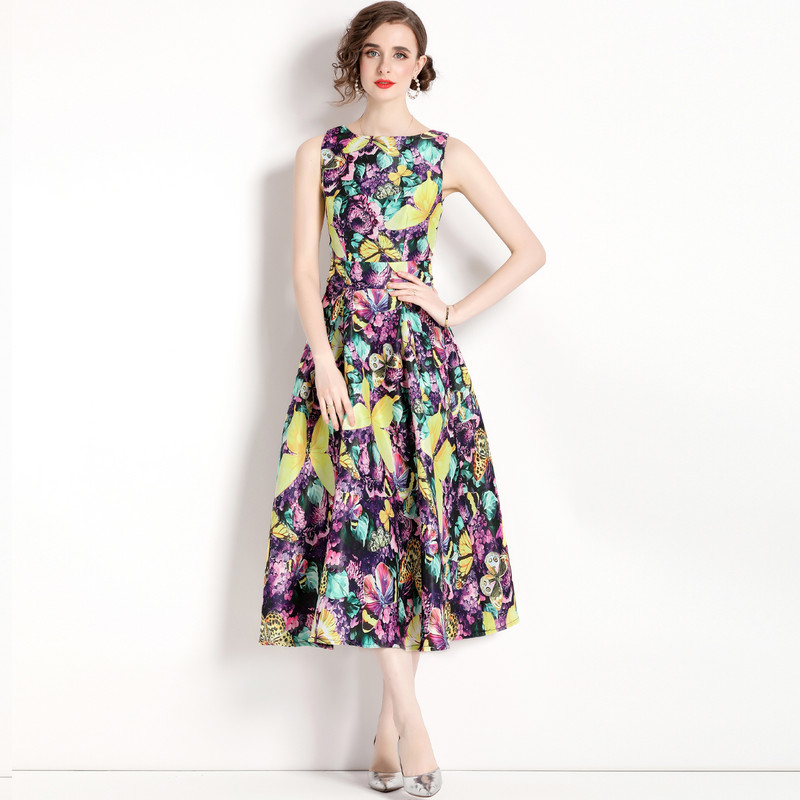 2023-as új divattervező virágos nyári nyomat Vintage Elegáns Egy vonalas parti ruhák Női születésnapi vacsoraruha Goblincore Runway