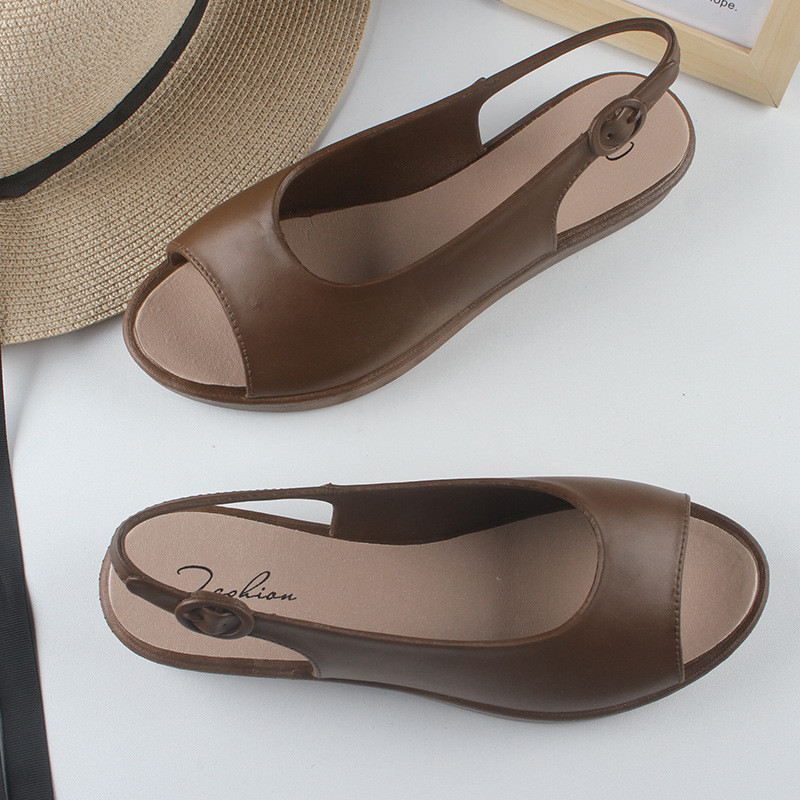 Női új PVC divatos, lapos nyári alkalmi egyszínű női cipők strand halszandálok