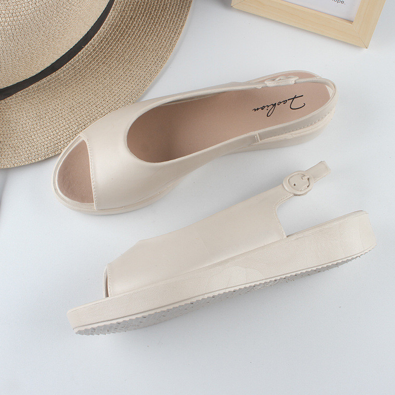 Női új PVC divatos, lapos nyári alkalmi egyszínű női cipők strand halszandálok