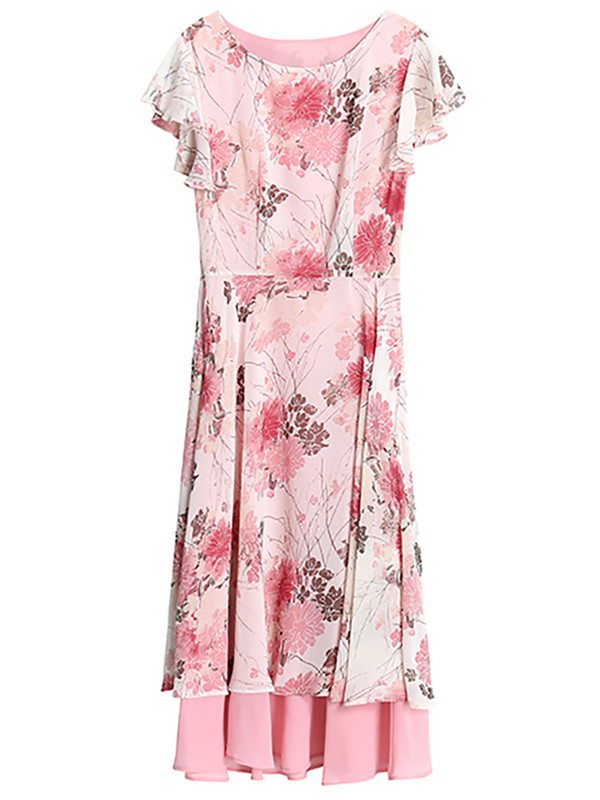 2024-es rózsaszín virágos fodros alkalmi Boho Beach Kawaii Sundress Női Elegáns Szexi Báli Midi Ruha Koreai Elegáns Bodycon Evening Vestido