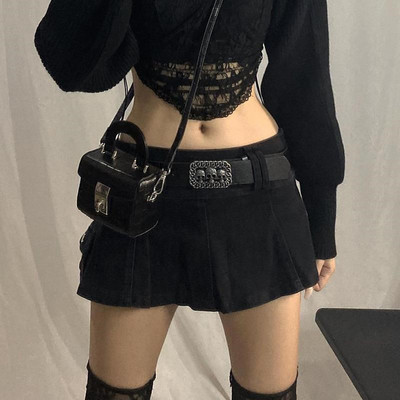 Nyári új fazon tiszta színű street spice girl stílusú határon átívelő európai és n női farmer rakott szoknya rövid szoknya