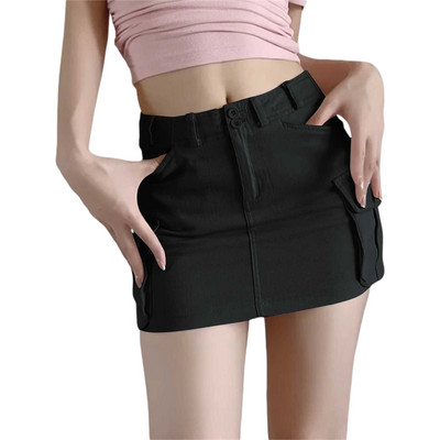 Nyári divat High Street Cargo miniszoknyák Harajuku Vintage Y2k 90-es évek alkalmi magas derekú szexi szoknyák Clubwear Bodycon Slim Fit