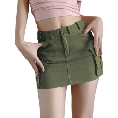 Nyári divat High Street Cargo miniszoknyák Harajuku Vintage Y2k 90-es évek alkalmi magas derekú szexi szoknyák Clubwear Bodycon Slim Fit