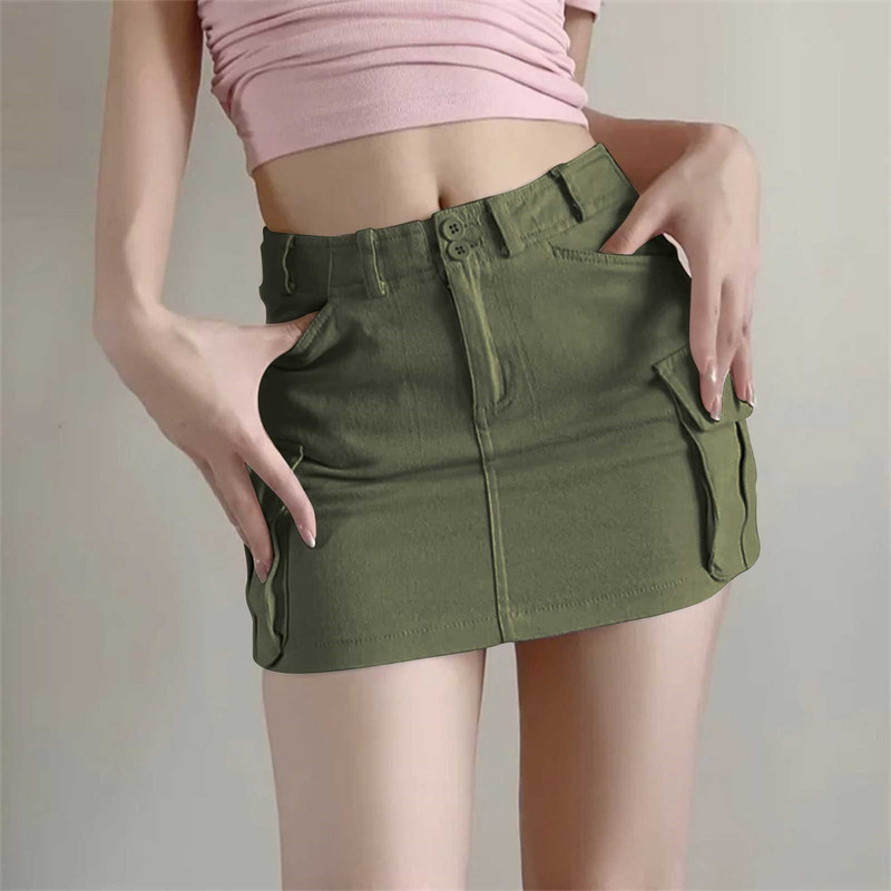 Nyári divat High Street Cargo miniszoknyák Harajuku Vintage Y2k 90-es évek alkalmi magas derekú szexi szoknyák Clubwear Bodycon Slim Fit