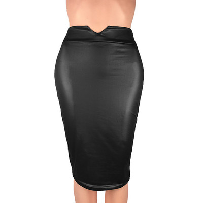 Magas derekú Bodycon szoknyák Utcai ruházat Őszi női Pu műbőr szoknya Feszes sztreccs női ceruza Midi szoknyák