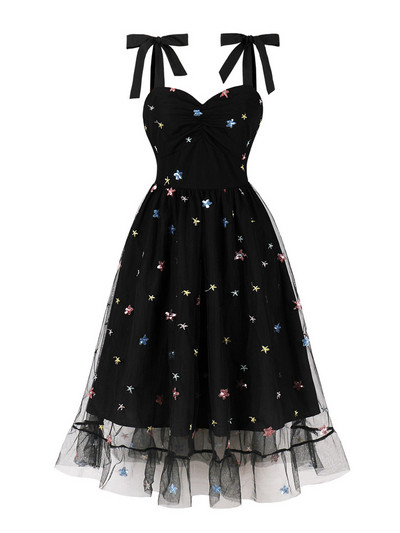 Tonval Sweetheart nyakú eperhálós hosszú női ruhák csomós pántos magas derekú vintage midi hajtogatott parti flitteres ruha