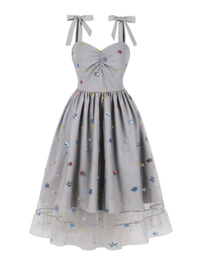 Tonval Sweetheart nyakú eperhálós hosszú női ruhák csomós pántos magas derekú vintage midi hajtogatott parti flitteres ruha