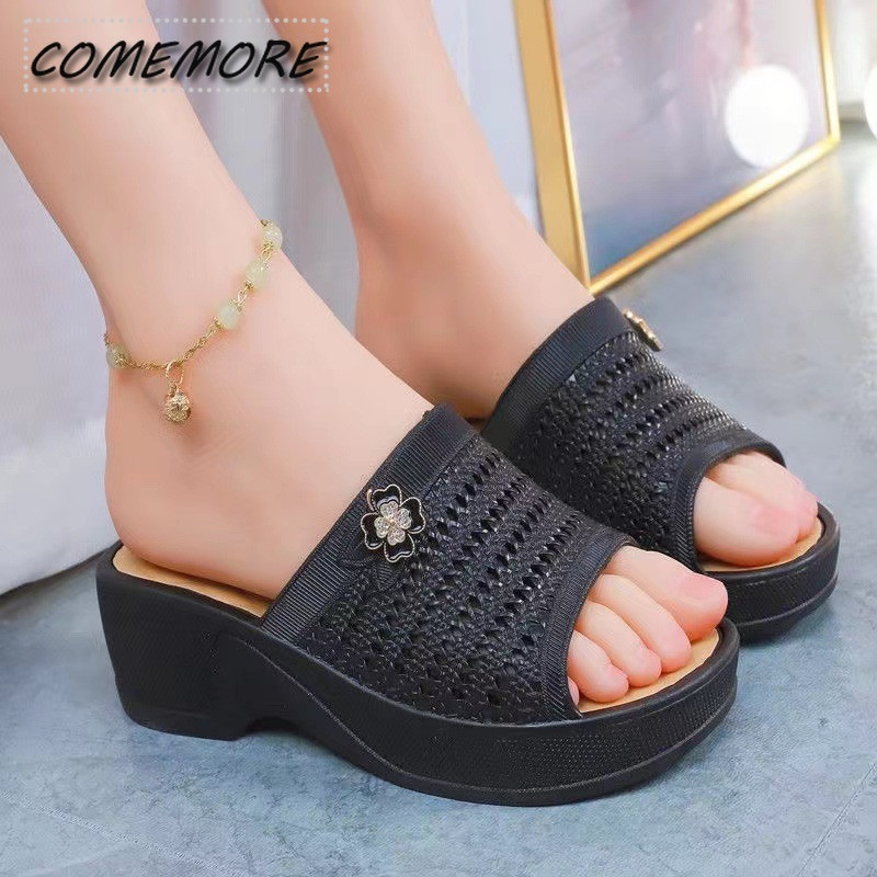 Γυναικεία παπούτσια Καλοκαίρι 2023 Νέες γυναικείες παντόφλες με τακούνι πλαγιάς Πλατφόρμα Σανδάλια μόδας παραλίας Σαγιονάρες αναπνεύσιμα casual γυναικεία παπούτσια