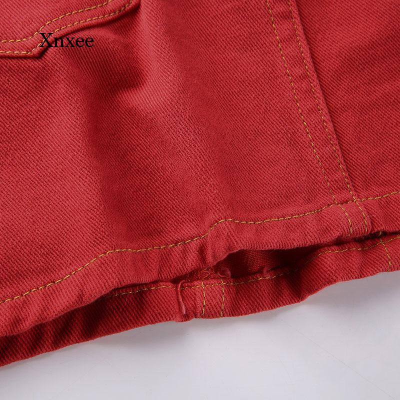 Piros farmer szoknyák zsebek Alkalmi női magas derekú Harajuku női szexi miniszoknya Y2K Vintage divat szexi utcai ruhák