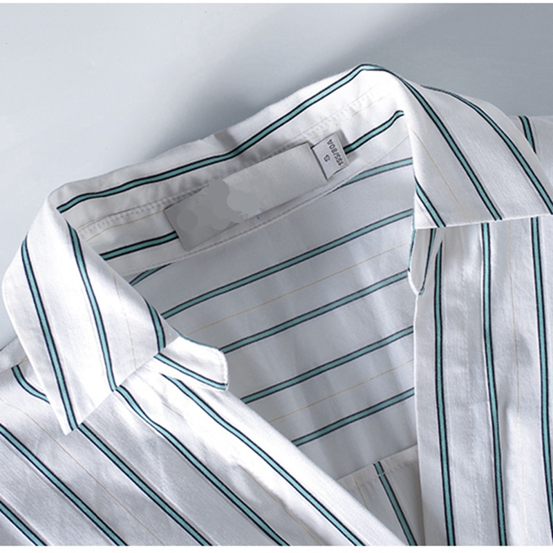 Csíkos ing ruha Női Elegáns Irodai Női OL Midi Munka Tunika Ruha Koreai divatos masni pántok Kötszer Nagy lengő ruhák Új