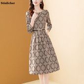 Rochie vintage în carouri din picioare de hâine femei primăvară toamnă cu mâneci lungi cu lanț de curea de birou pentru dame de lucru rochie lungă rochie midi Rochii noi