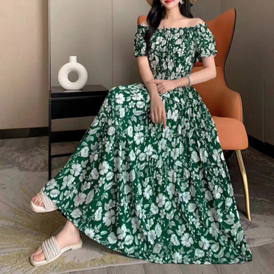 Rochie midi Rochie albă de epocă cu puncte Rochii elegante de damă dulci Rochii de seară Decolteu cu mânecă scurtă Fusta mare leagăn All-match