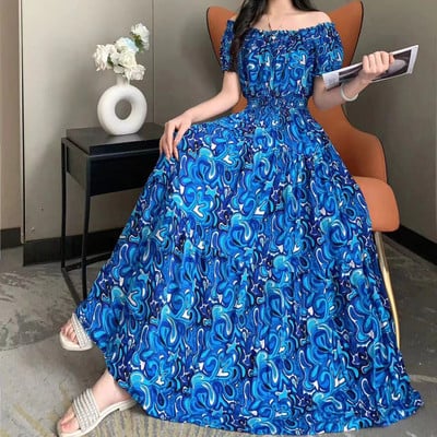 Rochie midi Rochie albă de epocă cu puncte Rochii elegante de damă dulci Rochii de seară Decolteu cu mânecă scurtă Fusta mare leagăn All-match