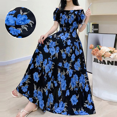 Rochie midi Rochie albă de epocă cu puncte Rochii elegante de damă dulci Rochii de seară Decolteu cu mânecă scurtă Fusta mare leagăn All-match