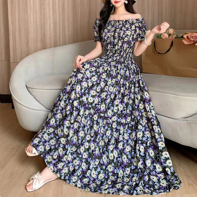 Rochie midi Rochie albă de epocă cu puncte Rochii elegante de damă dulci Rochii de seară Decolteu cu mânecă scurtă Fusta mare leagăn All-match