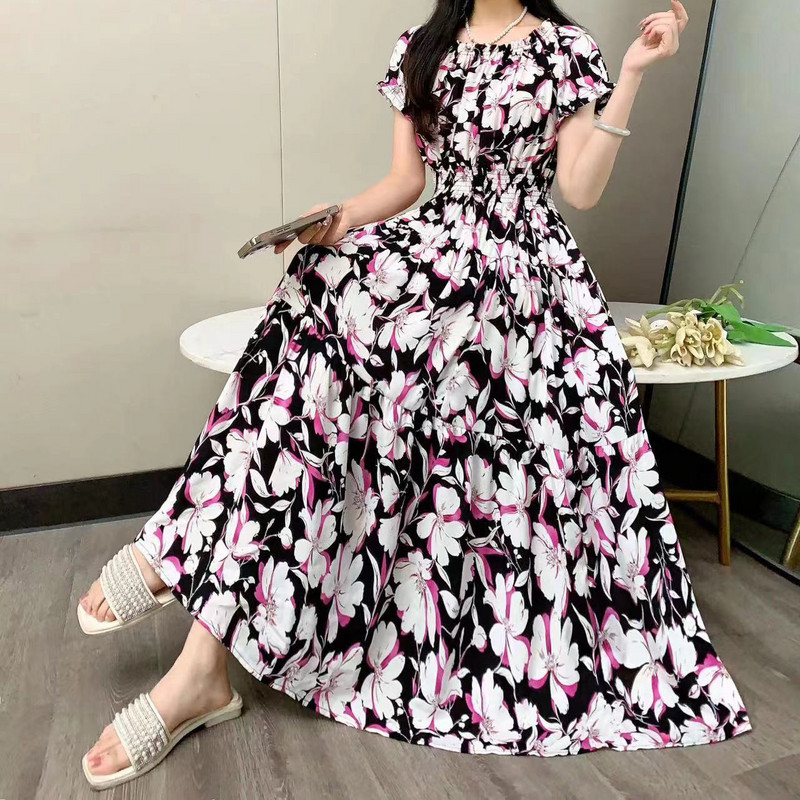 Rochie midi Rochie albă de epocă cu puncte Rochii elegante de damă dulci Rochii de seară Decolteu cu mânecă scurtă Fusta mare leagăn All-match