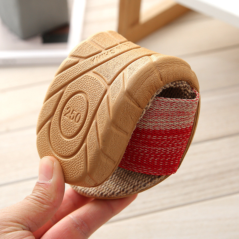 Papuci de vară de in pentru femei Pantofi de uz casnic Pantofi papuci Sandale de plajă Pantofi plat cu dungi respirabili Diapozitive