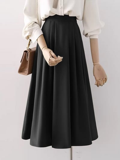 ZANZEA Fusta cu pliuri de modă coreeană pentru femei cu talie înaltă Jupe Vintage cu talie elastică de vară Falda de vacanță lejeră fuste lungi solide