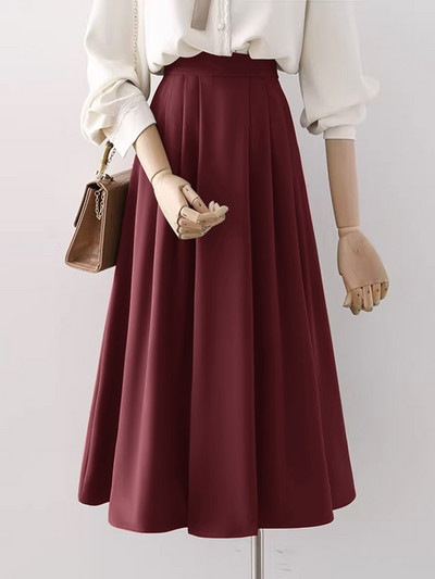 ZANZEA Fusta cu pliuri de modă coreeană pentru femei cu talie înaltă Jupe Vintage cu talie elastică de vară Falda de vacanță lejeră fuste lungi solide
