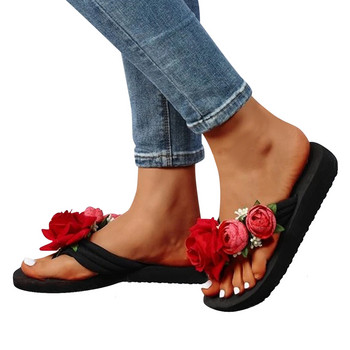 Чехли за жени Дамски летни джапанки с отворени пръсти Цветя Bohemian S за жени Сандали размер 6 Кожени сандали дамски размер 12