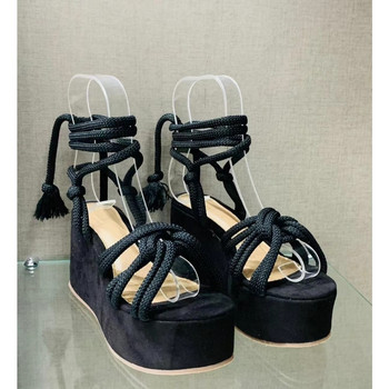 Νέα Πλατφόρμα Wedge Strappy Σανδάλια Γυναικεία Μόδα Στρογγυλά Δάχτυλα Σταυρωτά Δεμένα Γυναικεία Σανδάλια Πλατφόρμα Σανδάλια Zapatos De Mujer