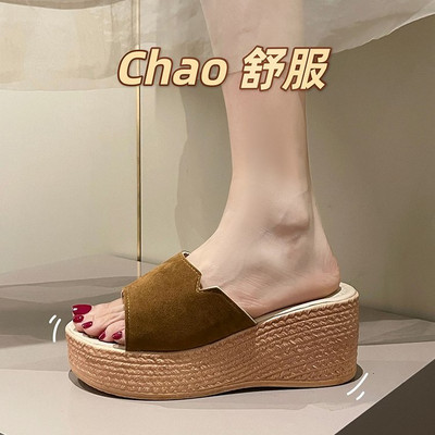 Női 2022. nyár, külső bőr strandpapucs, vízi éksarkú, pamut szövet sarok, gumi, rövid lábujj.