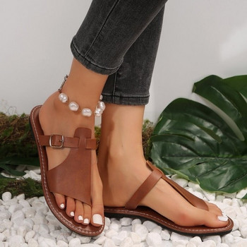 Дамски чехли 2024 Лято Нова мода Луксозни плоски обувки с отворени пръсти за жени Открит плаж Едноцветни чехли Женски Zapatos Mujer