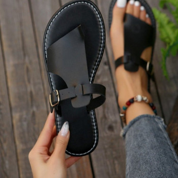 Дамски чехли 2024 Лято Нова мода Луксозни плоски обувки с отворени пръсти за жени Открит плаж Едноцветни чехли Женски Zapatos Mujer