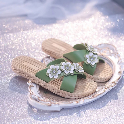 La modă pentru femei, îmbrăcăminte exterioară de vară, papuci florali, rezistenti la uzură, anti-alunecare, sandale plate dintr-o singură bucată pentru femei