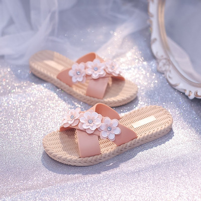 La modă pentru femei, îmbrăcăminte exterioară de vară, papuci florali, rezistenti la uzură, anti-alunecare, sandale plate dintr-o singură bucată pentru femei