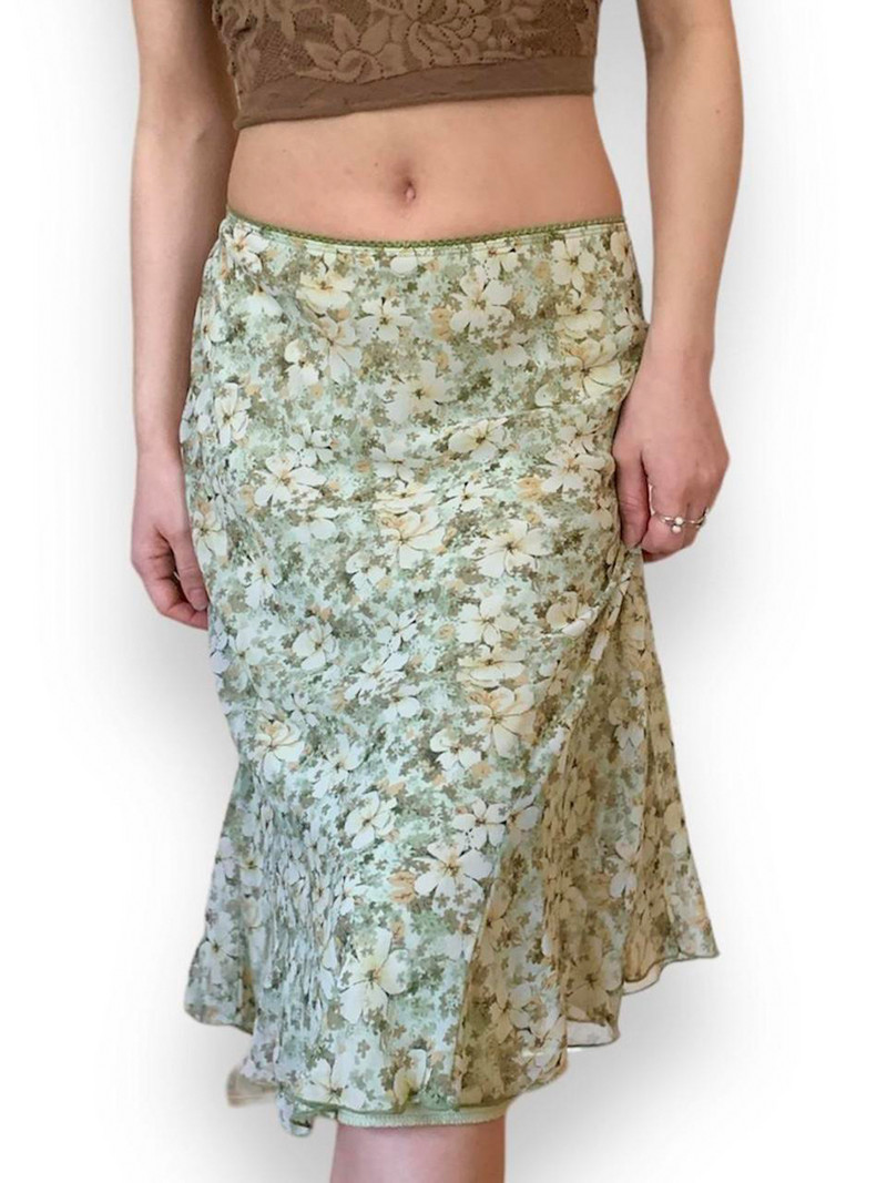 Weekeep Femei Fusta slim-fit cu talie joasă Fairycore Fuste midi cu imprimeu floral drăguț Vară Casual Anii 2000 Îmbrăcăminte vintage Kawaii