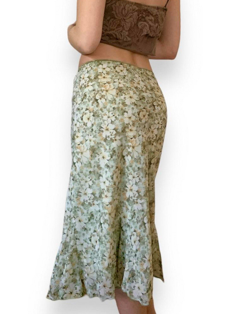Weekeep Femei Fusta slim-fit cu talie joasă Fairycore Fuste midi cu imprimeu floral drăguț Vară Casual Anii 2000 Îmbrăcăminte vintage Kawaii