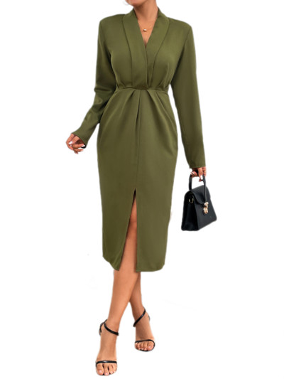 Rochie midi elegantă cu mâneci lungi, cu mâneci lungi, pentru femei, talie subțire, bodycon, primăvară, toamnă, modă, rochii de damă