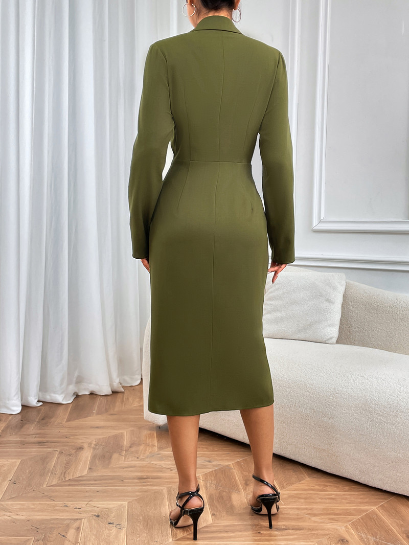 Rochie midi elegantă cu mâneci lungi, cu mâneci lungi, pentru femei, talie subțire, bodycon, primăvară, toamnă, modă, rochii de damă