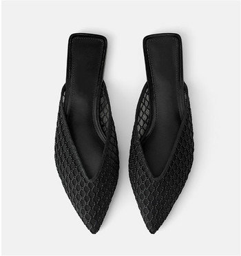 Получехли с остри пръсти Дамски равни обувки Дамски мрежести плажни пързалки Извън мулета Дизайнерски гладиаторски сандали 2023 Лято