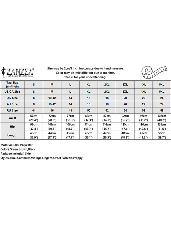 ZANZEA Γυναικεία Μίνι Φούστα Ψηλόμεση 2024 Καλοκαίρι Κομψά Κομψά Κουμπιά Up Jupe OL Office Μονόχρωμη Faldas Saia Κοντές φούστες